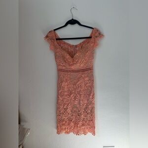 Elegant Coral Lace Dress